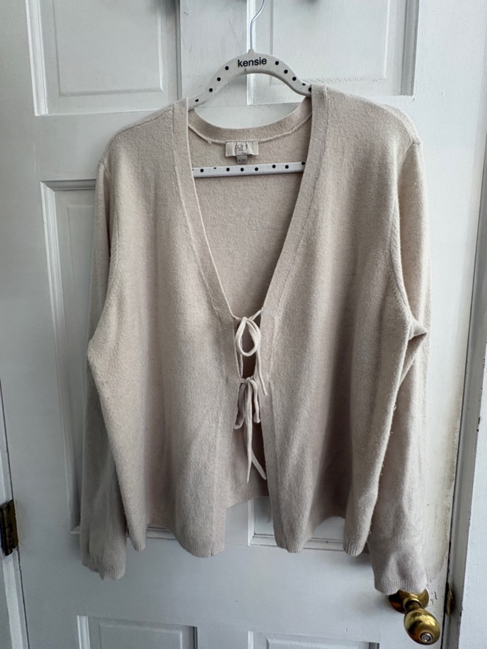 LOFT Beige Tie-Front Cozy Knit Cardigan